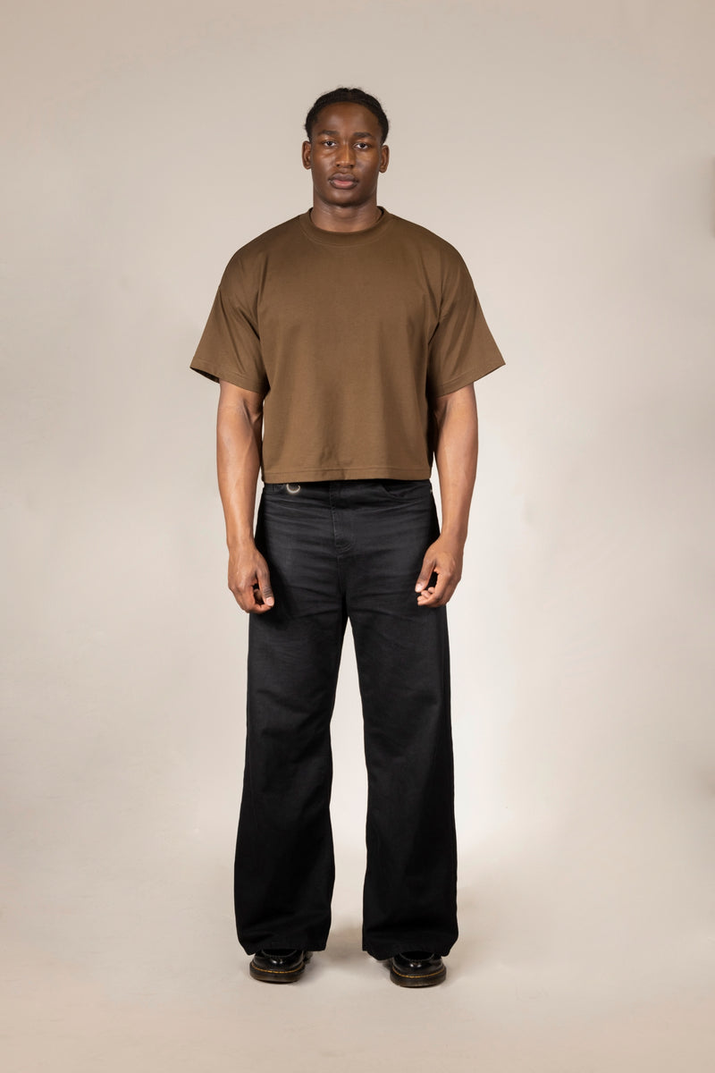 CROPPED FIT BROWN